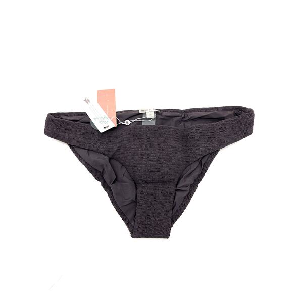 PilyQ Women's Coco Smocked Hipster Swim Bikini Bottom Brown Size Medium NWT - Picture 2 of 5